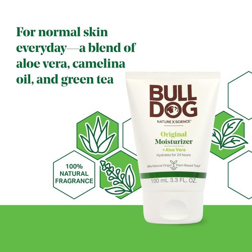 BULLDOG Face Moisturizer for Men - Original Formula, Hydrating & Nourishing, 3.3 Fl Oz