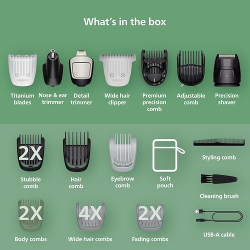 Philips Norelco All-in-One Series 7000 Trimmer - 23-Piece Electric Shaver & Clipper with Titanium Blades, 26 Length Settings (0.5-16 mm)