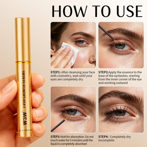 Updated W3W Lash Serum for Eyelash Enhance, Eyelash Growth Serum, Gentle Formula for Longer, Fuller, and Thicker Lashes, 4ml