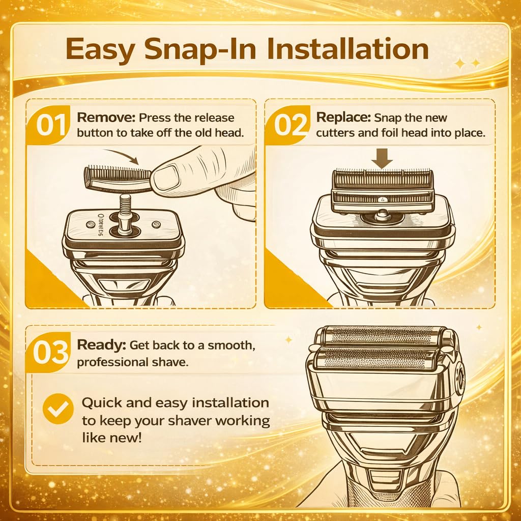 BaBylissPRO FXONE Replacement Shaver Foil & Cutter Heads - 2-Pack Double Foil (Gold)