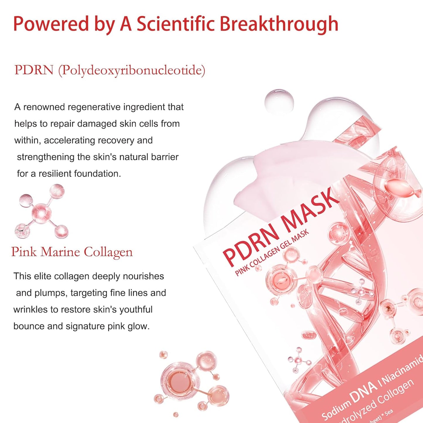 Skiennix 5 Pack Salmon DNA PDRN Pink Collagen Gel Face Mask - Overnight Hydrogel for Radiant, Hydrated Skin