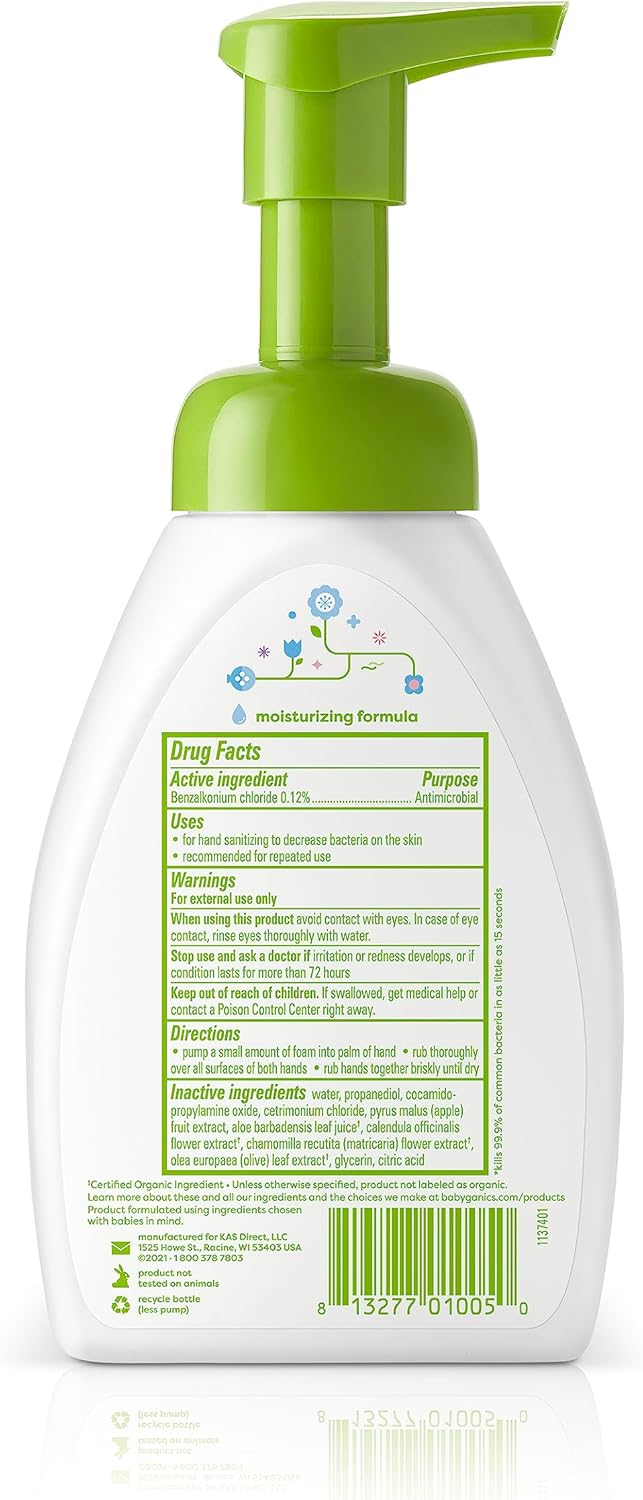 Babyganics Foaming Hand Sanitizer - Alcohol-Free, Fragrance-Free, 8.45 oz Pump Bottle