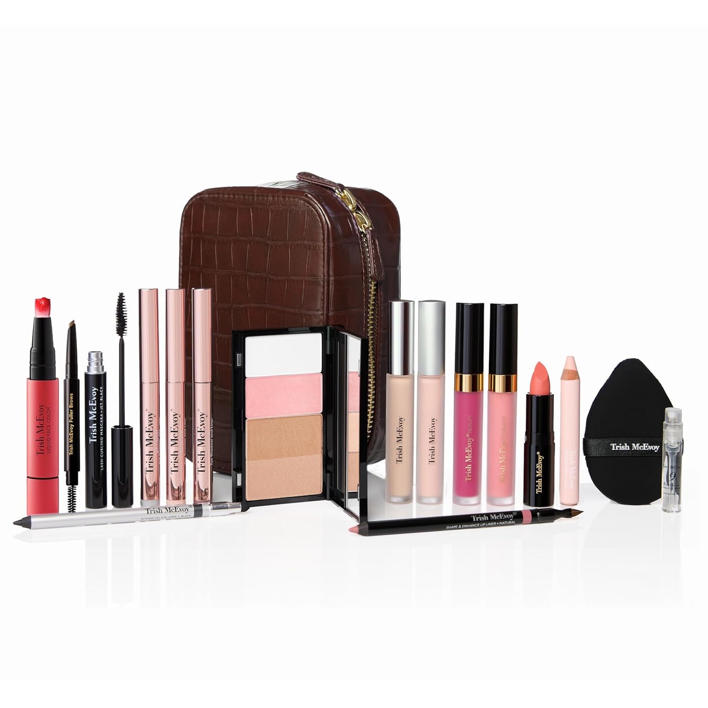 Trish McEvoy Makeup Planner Collection - Gorgeous 16-Piece Set in Cocoa | Perfect for On-the-Go Glam
