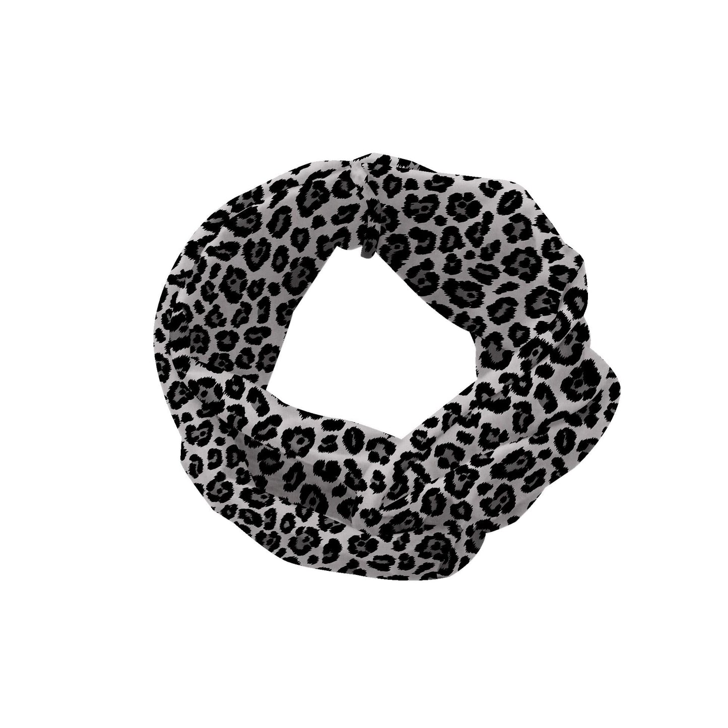 Lunarable Snow Leopard Headband Set of 2, Animal Skin Print with Greyscale Spots Big Wild Cat Savage Image, Elastic and Soft Women's Bandana for Sports and Everyday Use, XS-S, Grey Black and Pale Grey