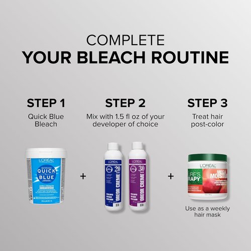 L'Oréal Technique Quick Blue Bleach - High Performance No Drip Hair Lightening Powder, 1 lb
