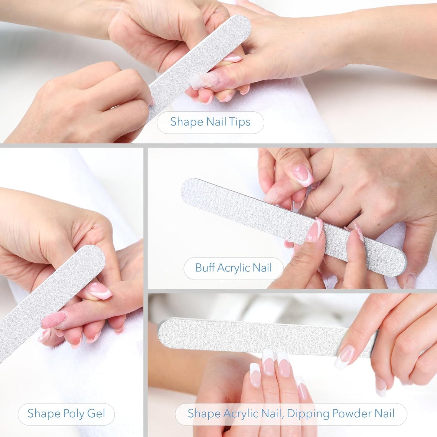 Skiennix Nail Files - 24 PCS Professional 7" Emery Boards | Washable 80/100 Grit for Acrylic & Gel Nails