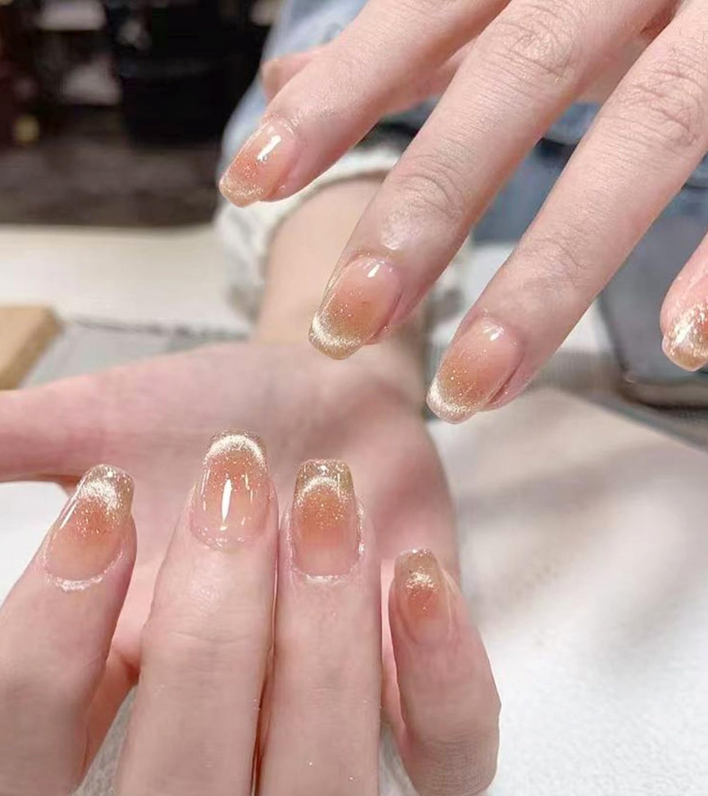 Artquee Press on Nails Short Soft Nude Square False Tips Glossy Reusable Fake Stick on Nails Kit for Women - 30 PCS 15 Sizes