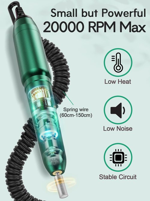 Beloving Nail Drill Machine Electric File, Portable for Acrylic Gel Dip Powder Nails, All in One Nail Drill Kit for Manicure Pedicure, Nail Set with Everything, Dark Green