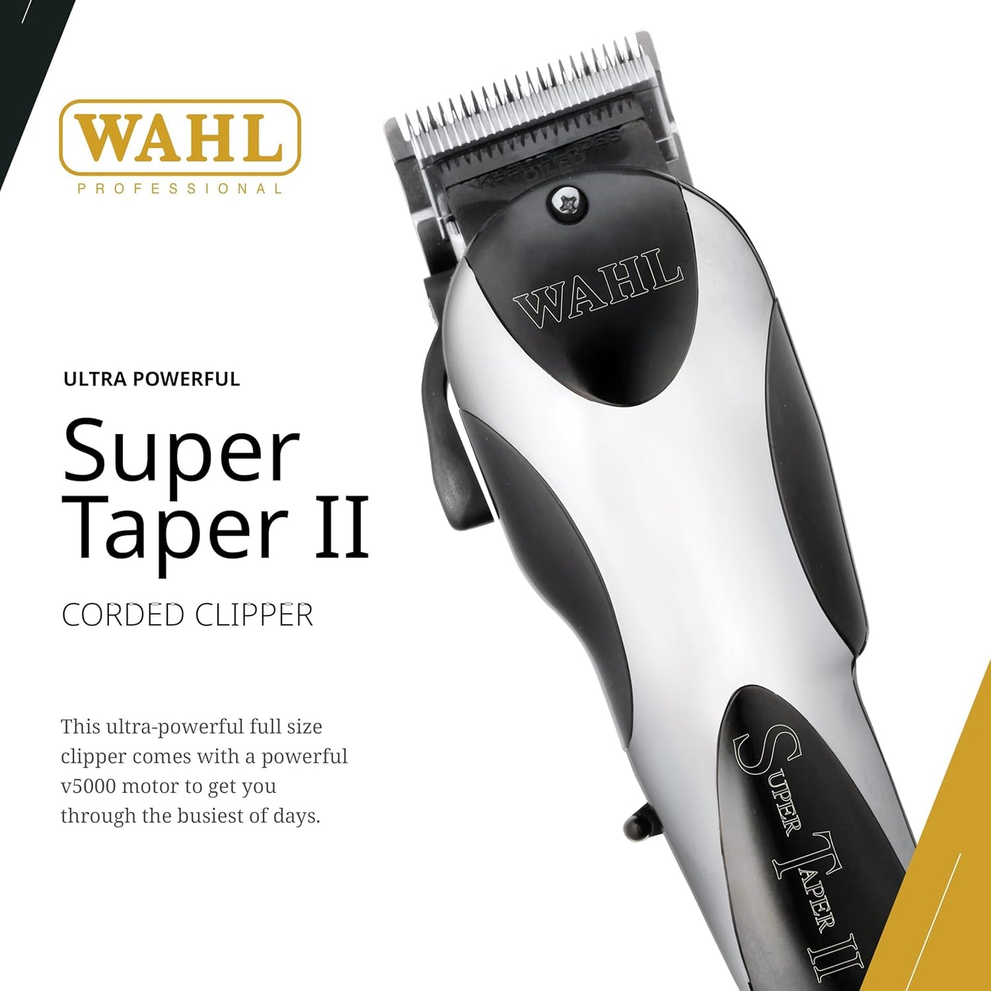 Wahl Professional Super Taper II Hair Clipper - Adjustable Blade for Precision Cutting | Silver Finish