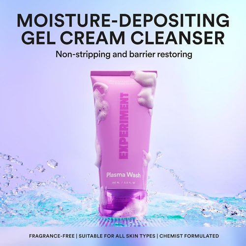 Experiment Plasma Wash Gel Cleanser - Hydrating & Barrier Restoring Face Wash with Glycerin & Jojoba Oil, 5.0 FL OZ | Gentle for All Skin Types