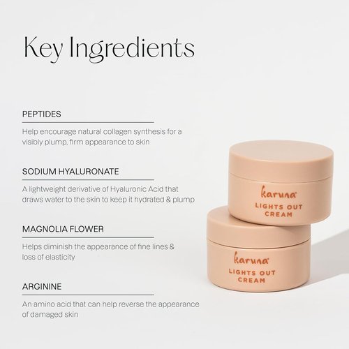 Karuna Lights Out Cream - Anti-Wrinkle Night Moisturizer with Magnolia, Peptides & Hyaluronic Acid | 50 ml