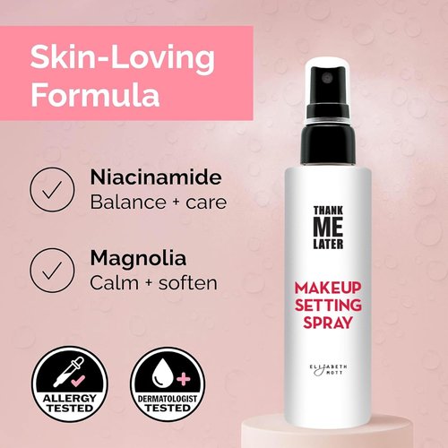 Elizabeth Mott Thank Me Later 3-in-1 Dewy Makeup Setting Spray - Hydrating, Long-Lasting Mist with Niacinamide | Travel-Size, 30ml