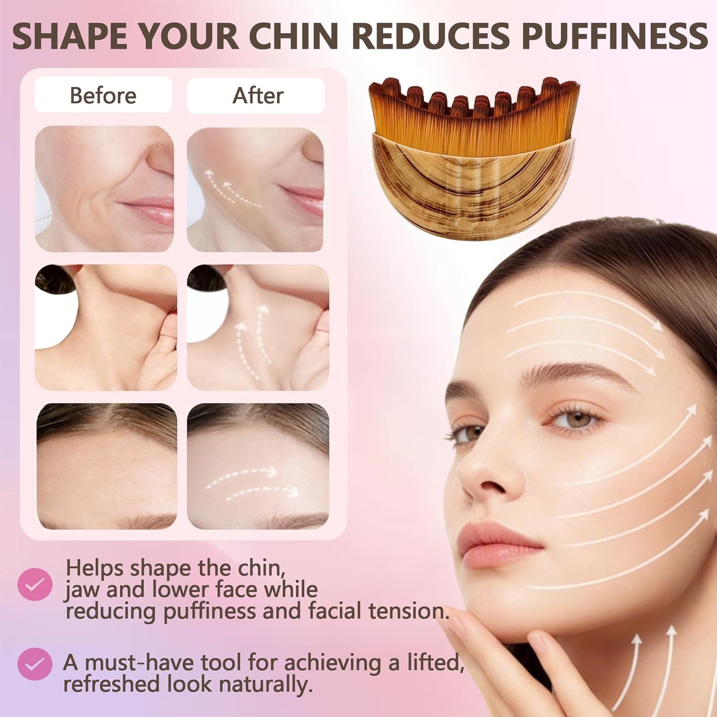Skiennix Lymphatic Contour Face Brush - Super Soft Manual Massager for Sculpting & Puffiness Relief | Portable Case Included