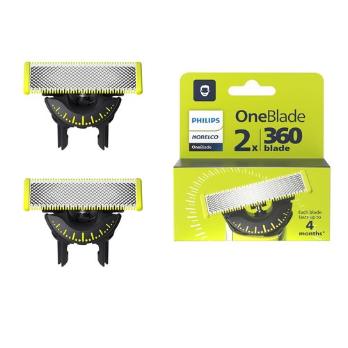 Philips Norelco OneBlade 360 Replacement Blades - Durable Stainless Steel for Trimming & Shaving | 2-Pack QP420/80