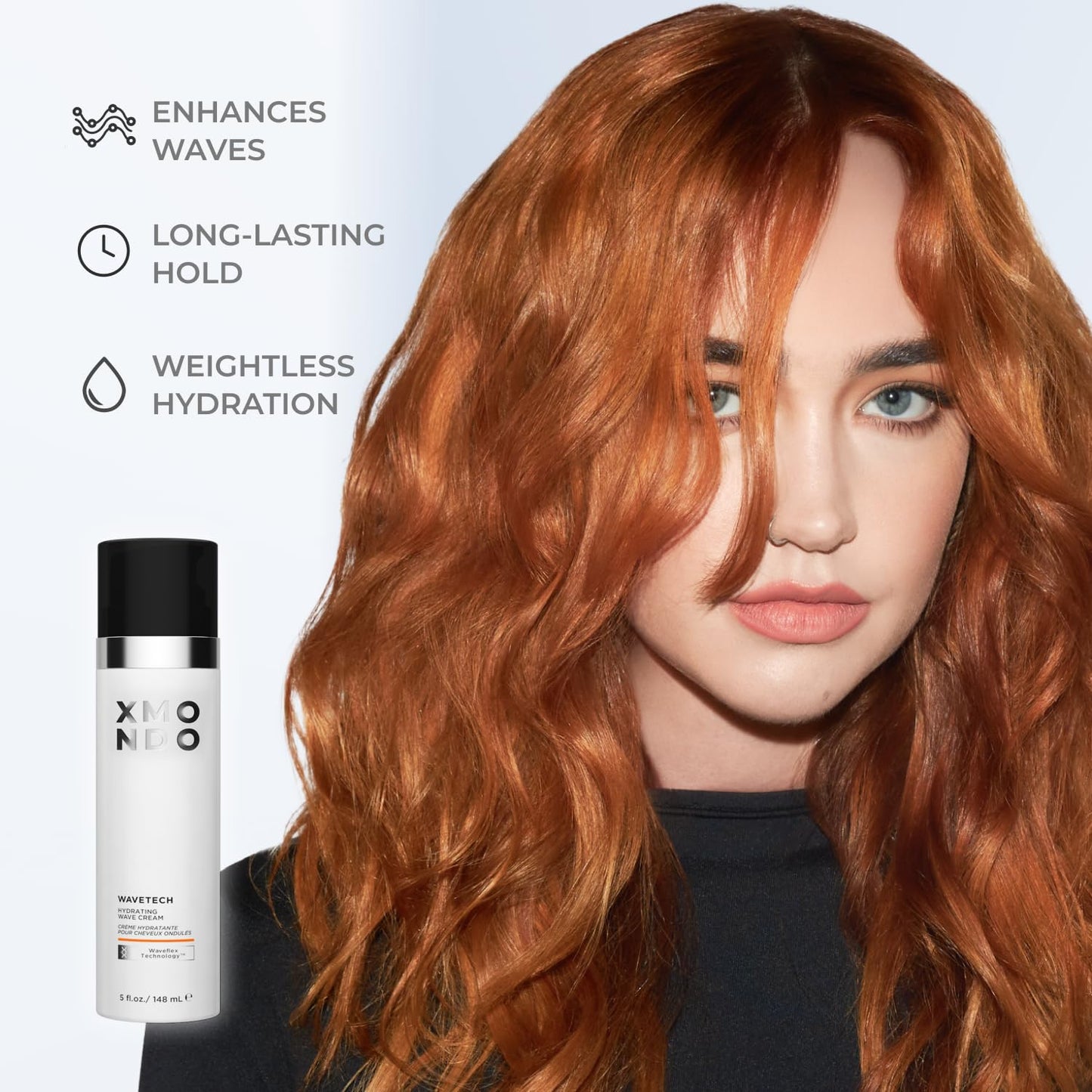 XMONDO Hair Wavetech Curl Cream - Hydrating Vegan Formula with Coconut & Argan Oil | 5 Fl. Oz for Wavy Hair Definition & Protection