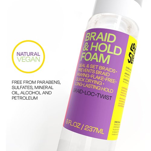 LOCK'N SLEEK Braid Foam - No Frizz Shine for Braids, Twists & Locs | Fast Drying, Lightweight, 8 Oz