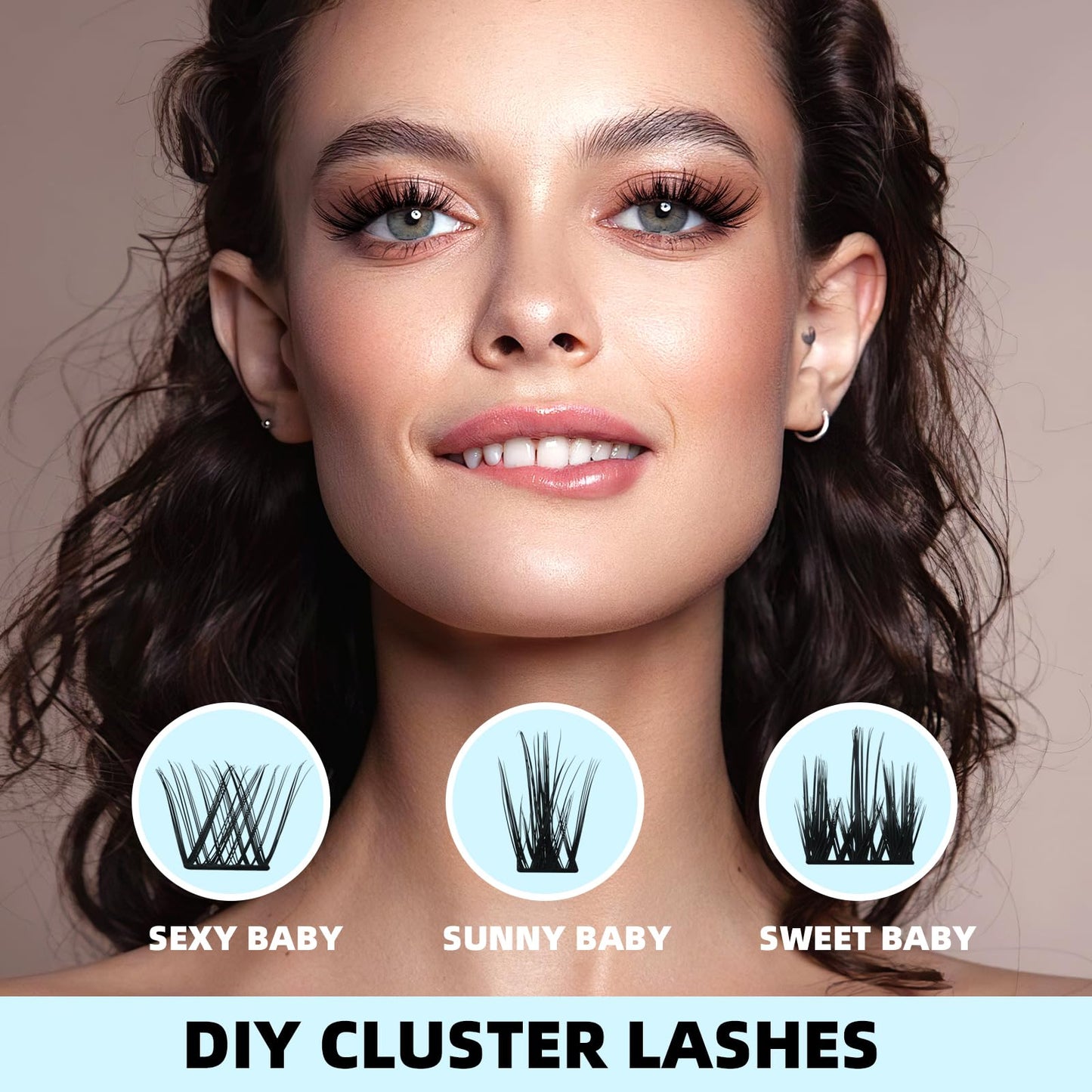 MH Lash Clusters Cluster Eyelash Extensions Individual Cluster Lashes Super Soft Wispy Eyelash Clusters Reusable 7 Times, Easy DIY Lashes at Home (Sunny Baby, 8-18mm, 192PCS)