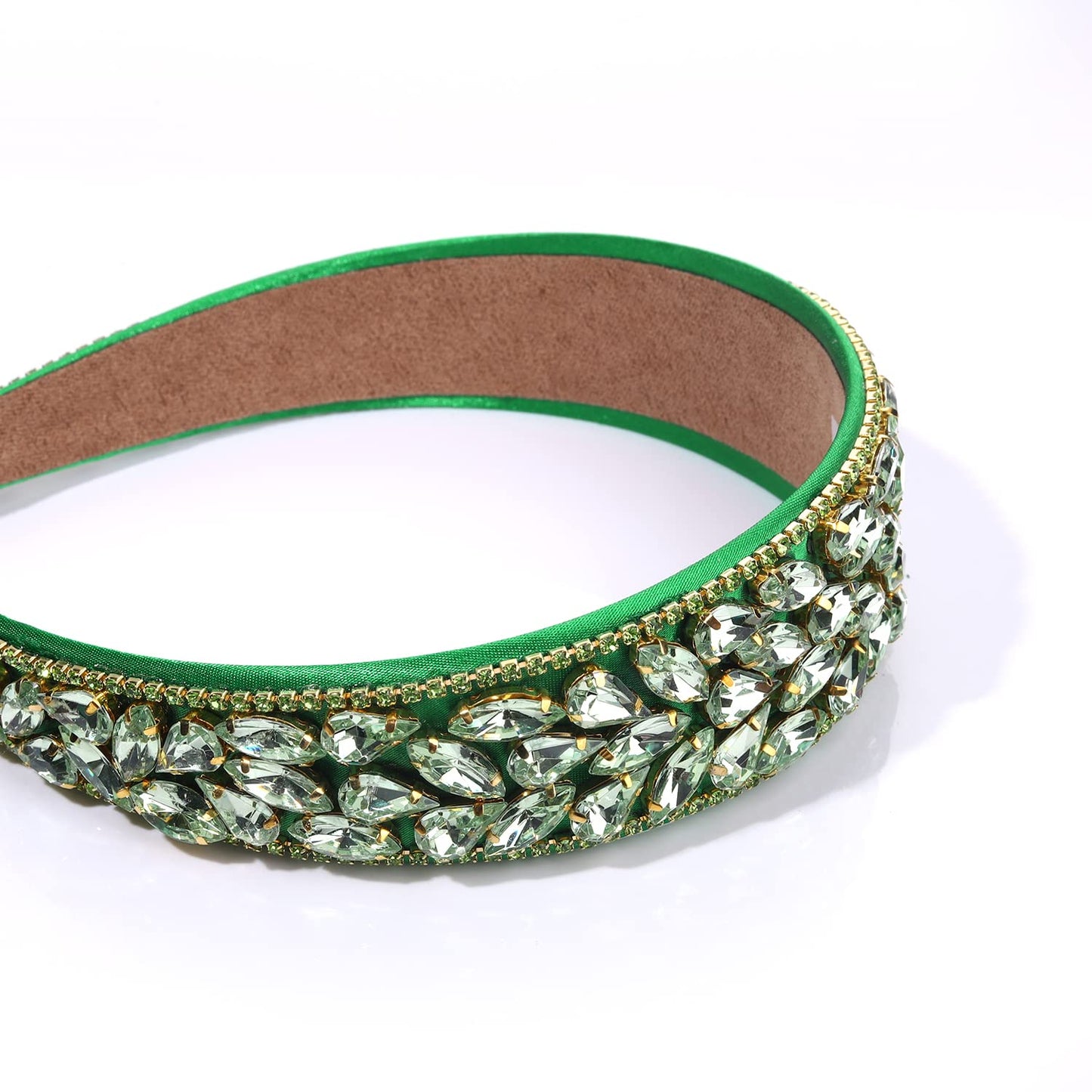 St.Patrick’s Day Headband Green Rhinestone Hairband Crystal Irish Green Lucky Party Hair Accessories for Women (C Green Crystal)