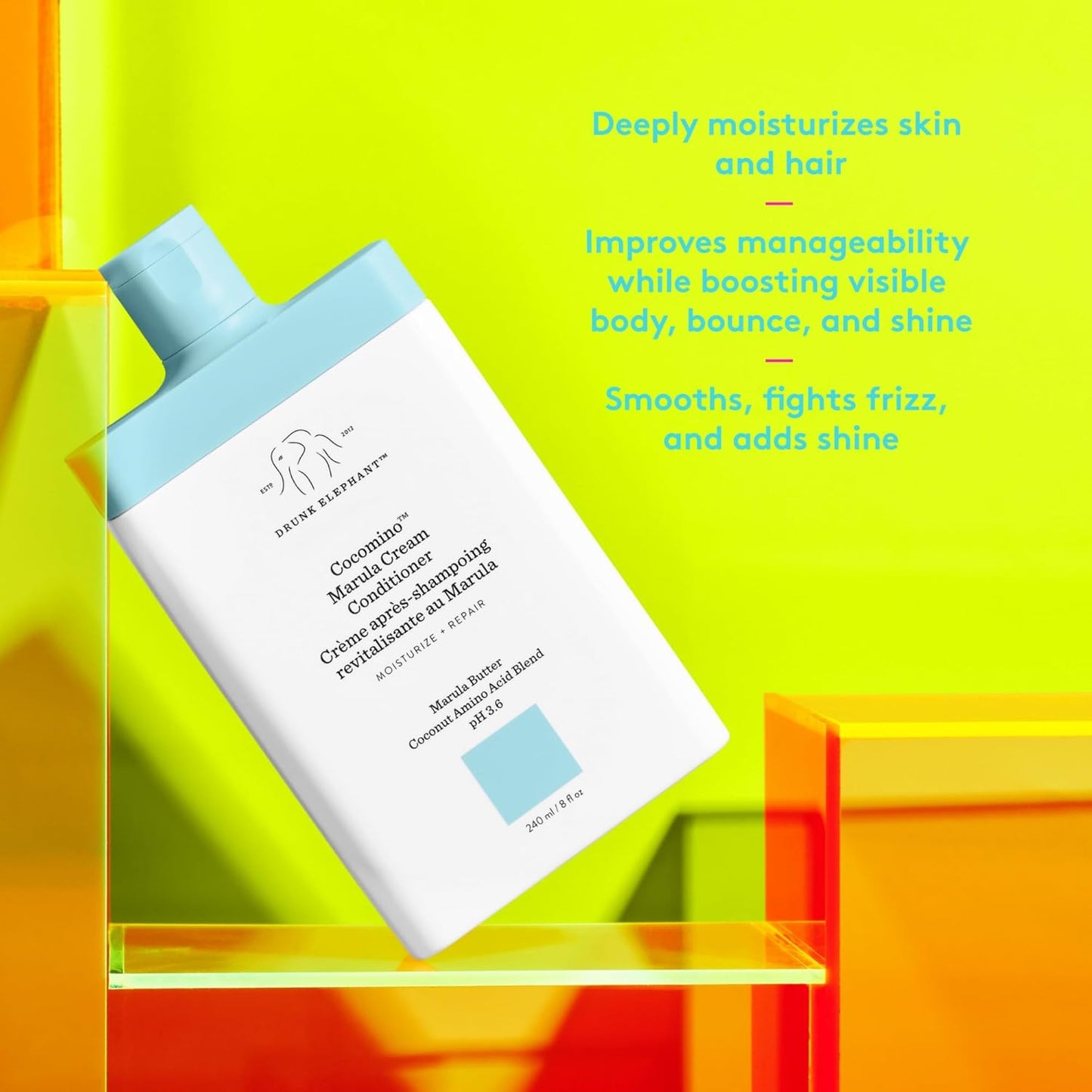 Drunk Elephant Cocomino Marula Cream Conditioner - Sulfate-Free & Cruelty-Free - 240 ml/8 fl oz