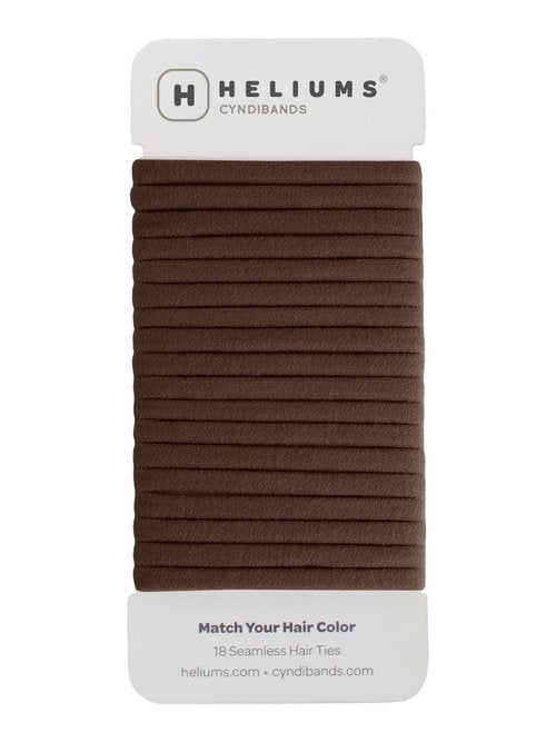 Heliums Thin Seamless Hair Ties - Dark Brown - 6mm Nylon No Damage Ponytail Holders, 1.75 Inch, Medium Hold for Thin to Normal Hair - 18 Pack