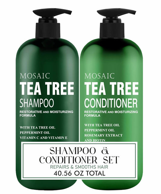 Skiennix Tea Tree Shampoo & Conditioner Set - Hair Growth & Thickening Treatment for Men & Women | 20.2 FL Oz Each
