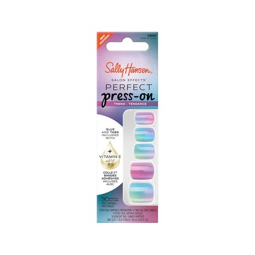 Sally Hansen Perfect Press-On Nails - Easy Application, Non-Damaging | Square Shape | 30 Nails, Glue & Tabs