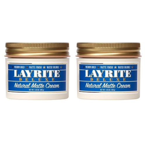 Layrite Deluxe Natural Matte Cream - 2 Pack for Effortless Styling and All-Day Hold | 4.25 oz Each