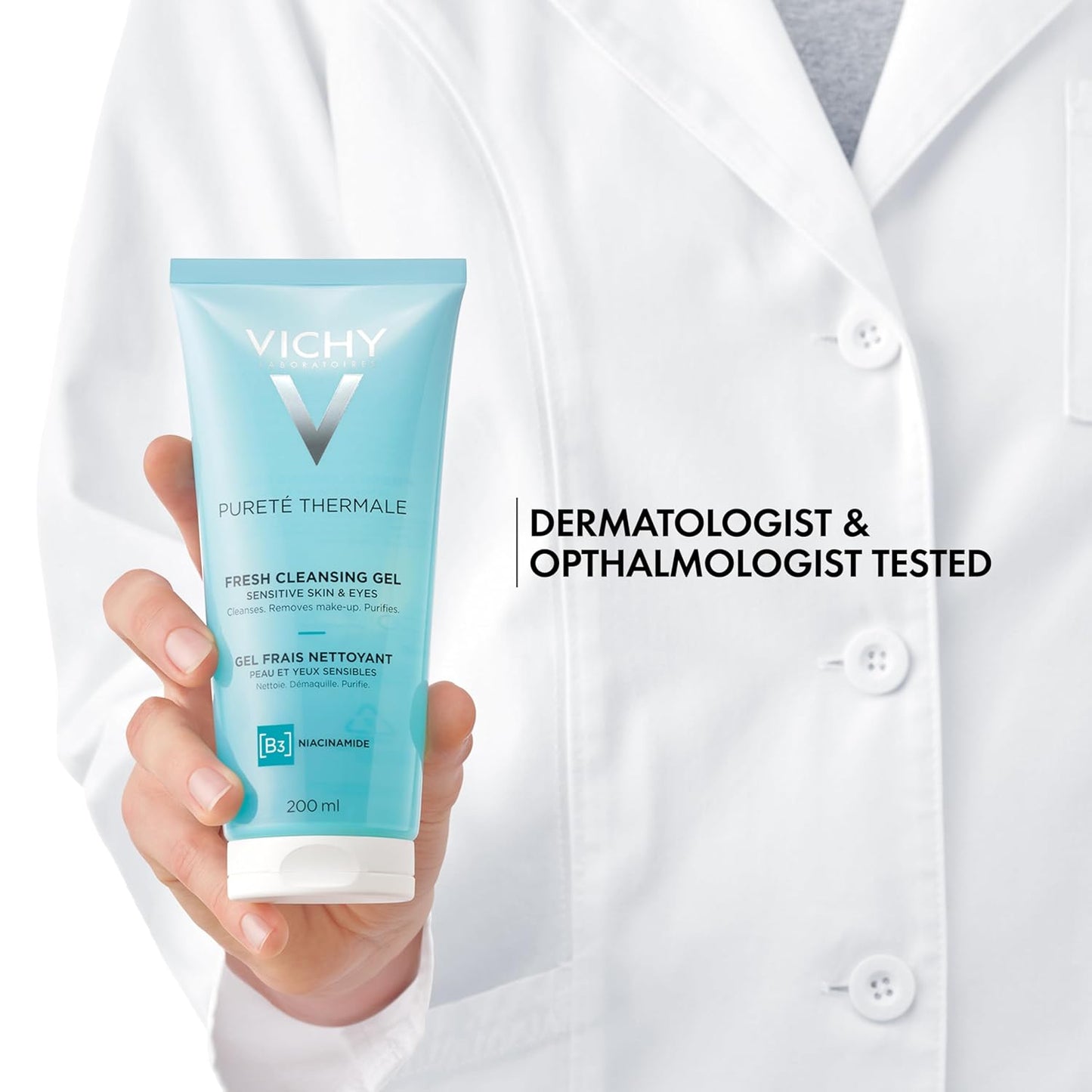 VICHY Pureté Thermale Cleansing Gel - Gentle Makeup Remover With Glycerin & Niacinamide, 6.7 Fl Oz