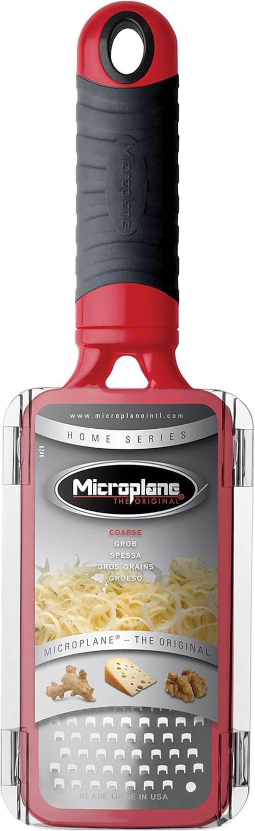 Microplane | Handheld Cheese Grater - Coarse Grating, Stylish Red Design