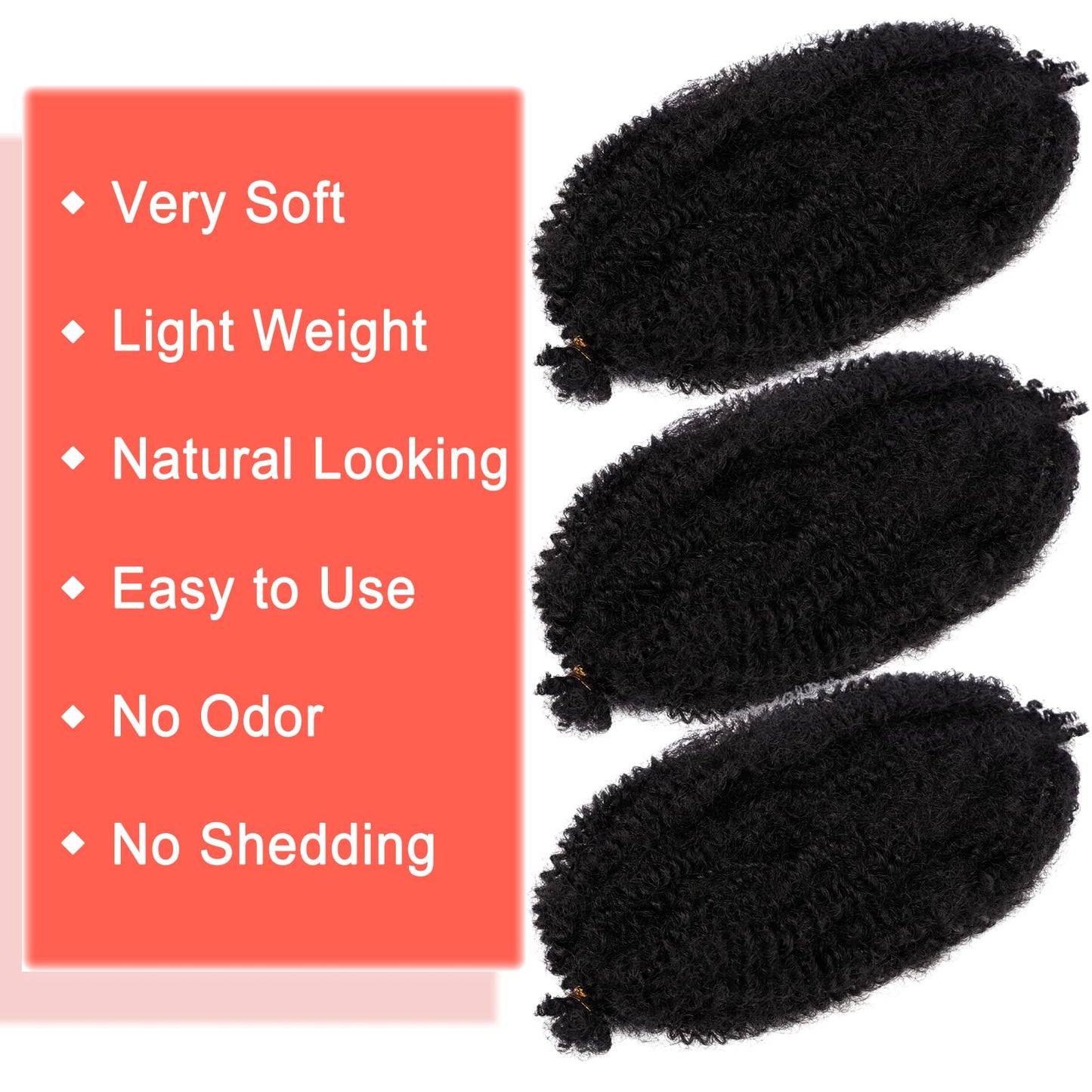 Marley Hair 12 Inch 7 Packs Pre Separated Springy Afro Twist Hair Marley Twist Braiding Hair for Faux Locs Crochet Hair Pre Fluffed Spring Twist Hair Synthetic Hair Extensions (12",1B)