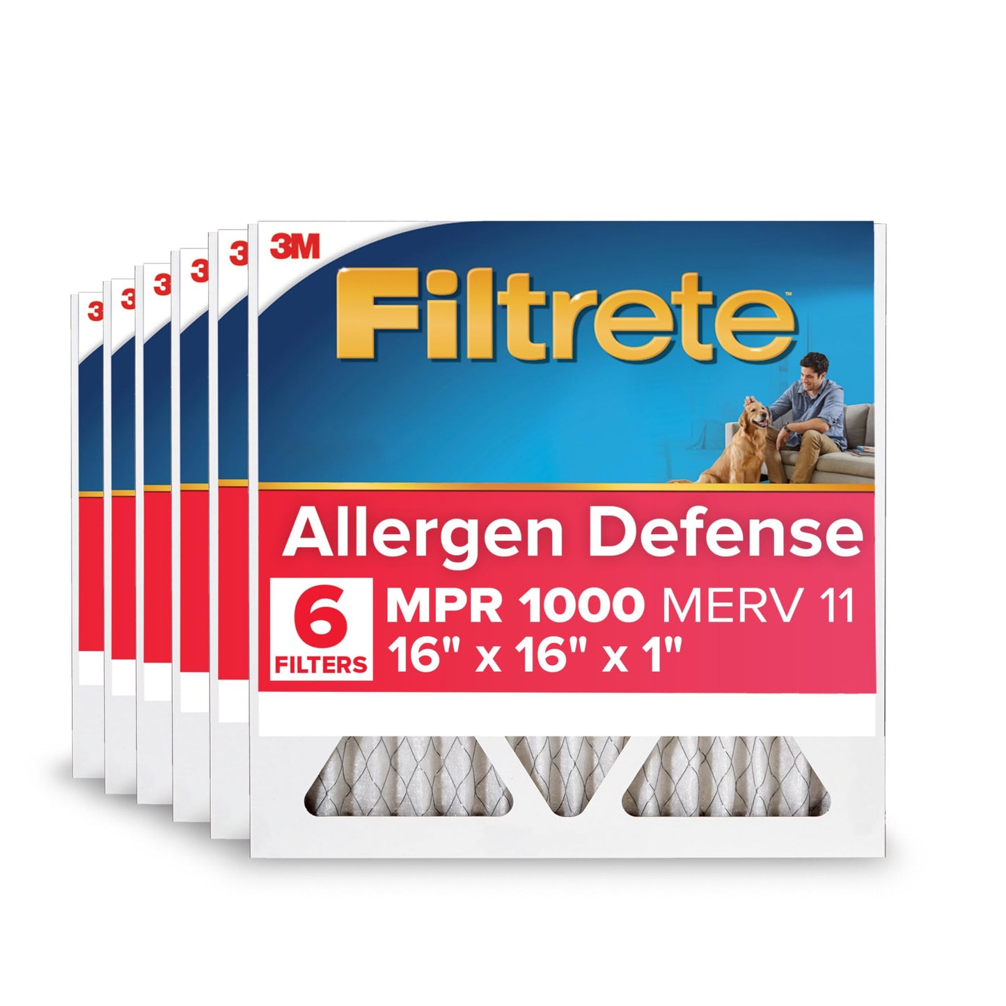 Filtrete 10x20x1 AC Furnace Air Filter, MERV 11, MPR 1000, Micro Allergen Defense, 3-Month Pleated 1-Inch Electrostatic Air Cleaning Filter, 6 Pack (Actual Size 9.81x19.81x0.81 in)