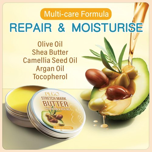 PEGO Stretch Mark Butter - Maternity Cream for Reducing Scars & Moisturizing Skin | 100g/3.53oz