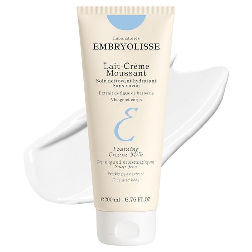 Embryolisse Foaming Cream Milk - Hydrating Soap-Free Cleanser for Face & Body | Vegan, 6.76 Fl Oz
