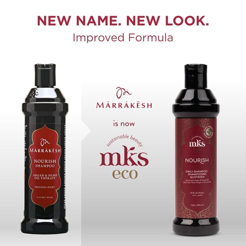 MKS Eco Nourish Shampoo - Cleanses & Strengthens Fine Hair - Moroccan Argan Oil & Hemp Seed Oil - Vegan & Cruelty-Free