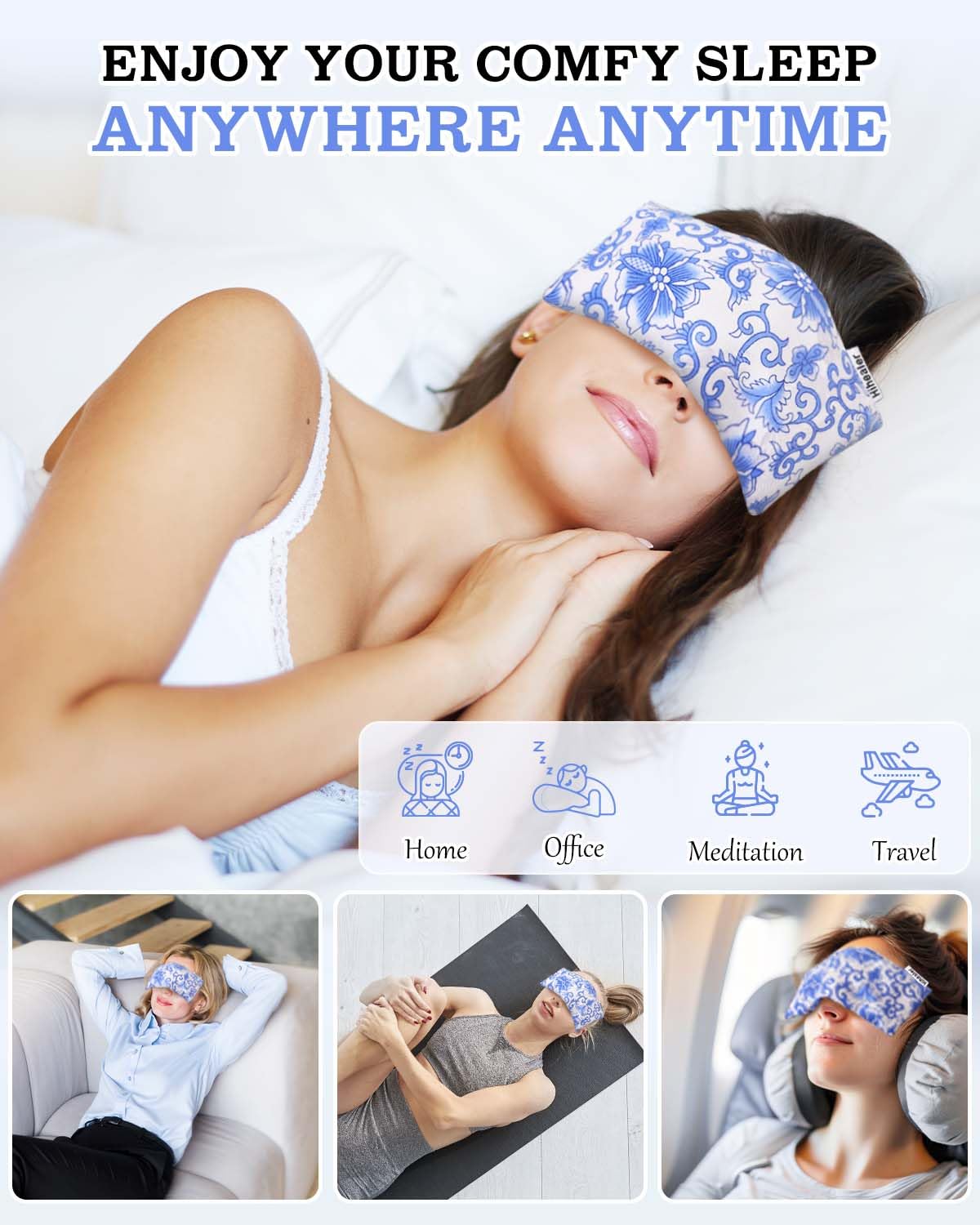 Lavender Eye Mask for Sleeping - Weighted Eye Pillow Heated for Headache, Sinus, Dry Eyes Relief, Moist Heat Eye Compress for Yoga, Meditation - Relaxation Gifts for Women