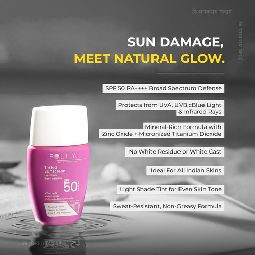 Foley Tinted Sunscreen SPF 50 PA++++ - Matte & Lightweight Formula | No White Cast | 30ml for Daily Use