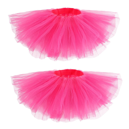 2pcs Tutu Skirts, 5 Layered Tulle Tutu Skirt Elastic Mini Tutu Skirt Layered Ballet Mesh Skirt Tutu Costume Tutu Dress for Women Dace Show Halloween Dress Up Party (Rose Red)