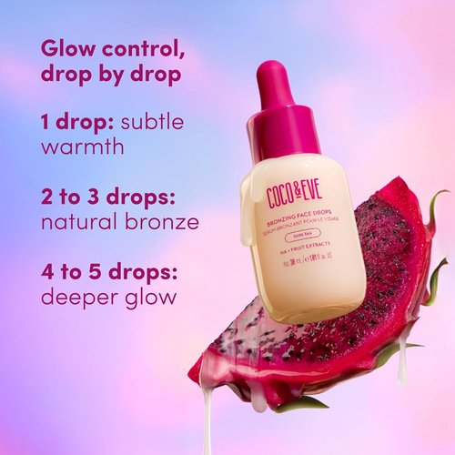 Coco & Eve Self Tanning Drops - Dark Hydrating Bronzing Drops with Hyaluronic Acid for a Natural Glow | 1 Fl Oz