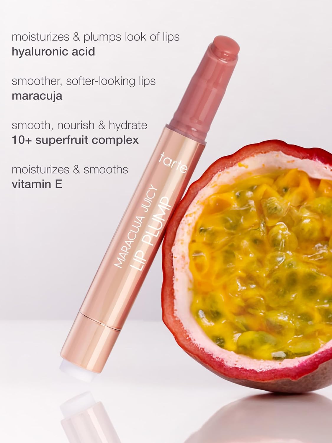 Tarte Maracuja Juicy Lip Plump - Hydrating & Volumizing Gloss Balm with Hyaluronic Acid & Vitamin E, Vegan & Cruelty-Free