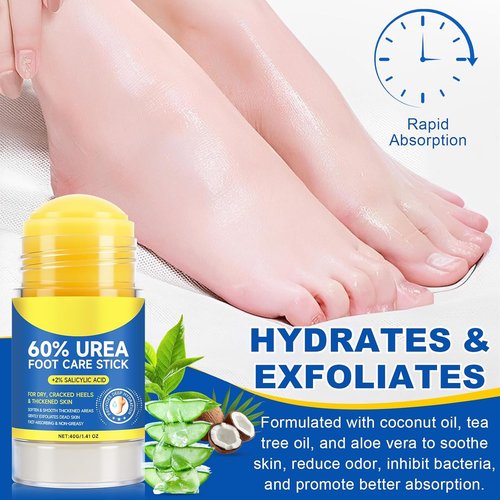 Regine Switzerland Urea Foot Care Stick - 60% Urea & 2% Salicylic Acid for Deep Hydration | Maximum Strength Moisturizer for Dry, Cracked Heels