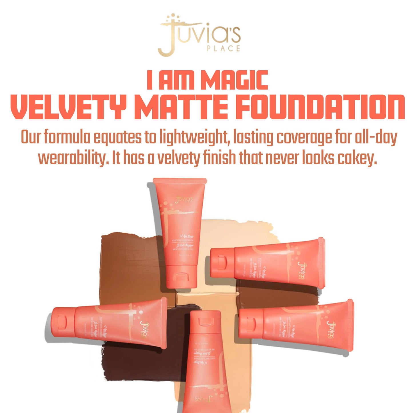 Juvia's Place I Am Magic Velvety Matte Liquid Foundation 220 - Dakar - Deep Dark w/Warm Undertone, Makeup Foundation Full Coverage, Lightweight, Long Wear, Velvety Matte Finish