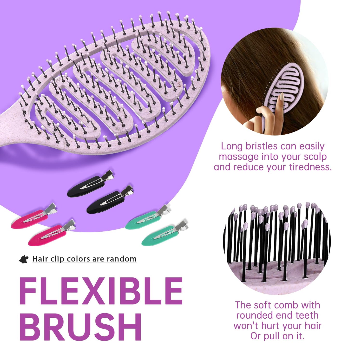 Daily Gard Detangling Brush, Dry and Wet Vented Detangler Hair Brush for Women and Men, Paddle Quick Drying Hairbrush for Wet/Dry/Curly/Thick/Long/Wavy/Damaged Hair, Purple