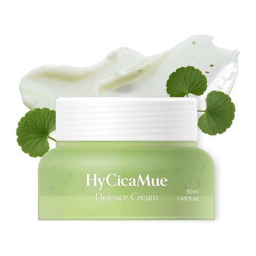 HyCicaMue Defence Cream - Soothing Barrier Repair Moisturizer with Cica & Hyaluronic Acid | Vegan Formula for Sensitive Skin, Sebum Control & Hydration | Korean Skincare