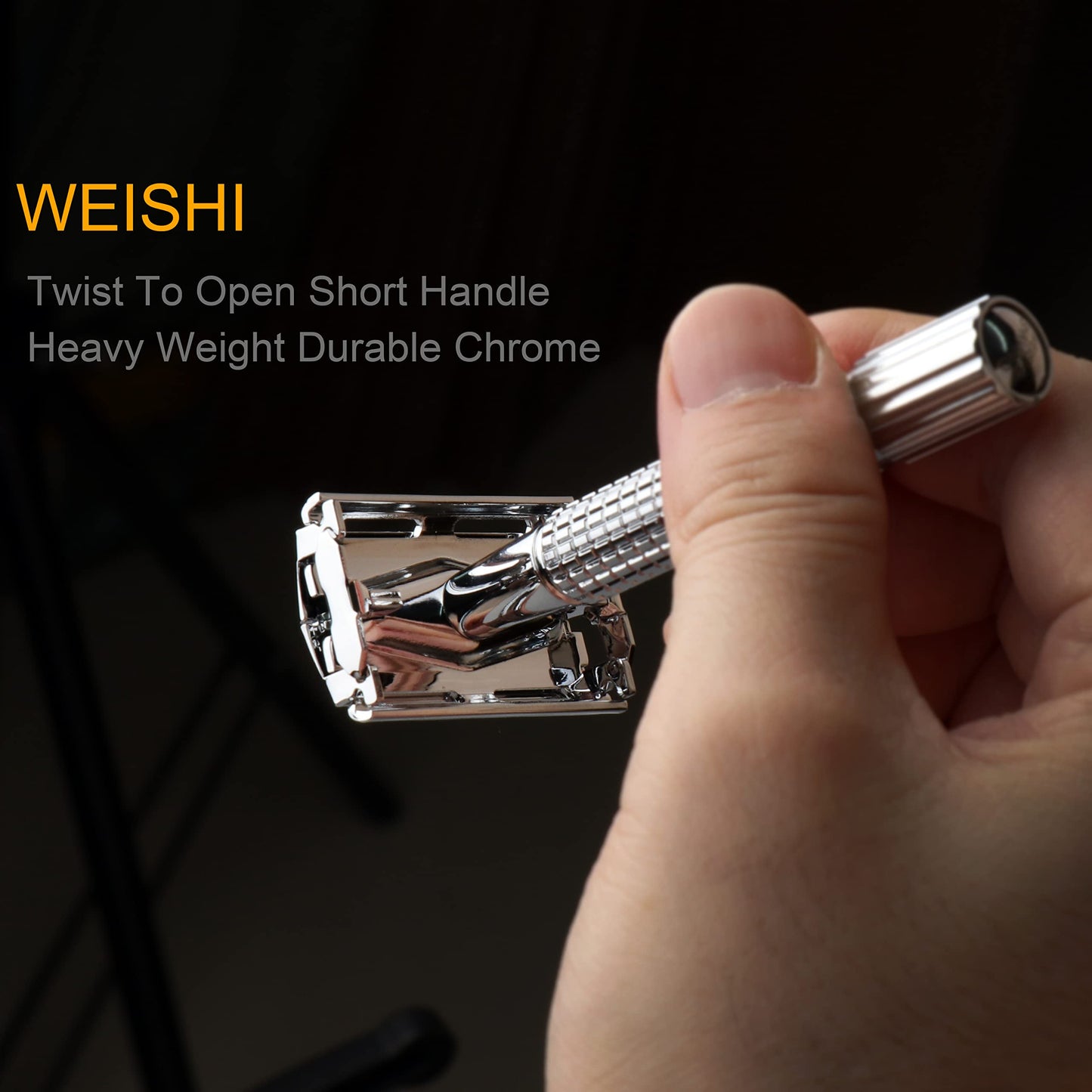 WEISHI Butterfly Open Double Edge Safety Razor Chrome Short Handle Reusable Eco Friendly Razor