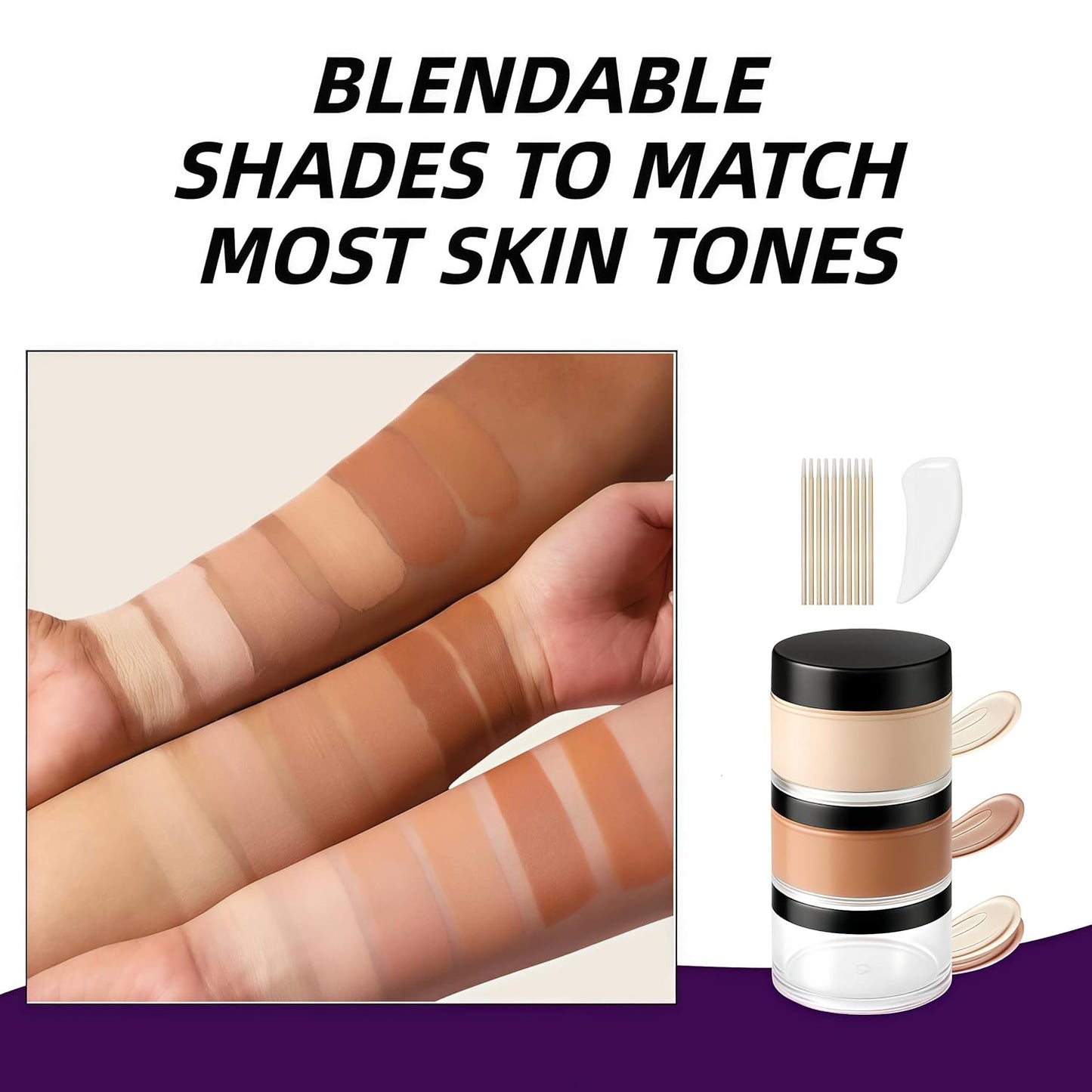 Skiennix Full Coverage Tattoo Cover Up Cream - Waterproof & Sweatproof Concealer for Scars, Birthmarks & Dark Spots - Dual Shades (Ivory & Medium Deep)