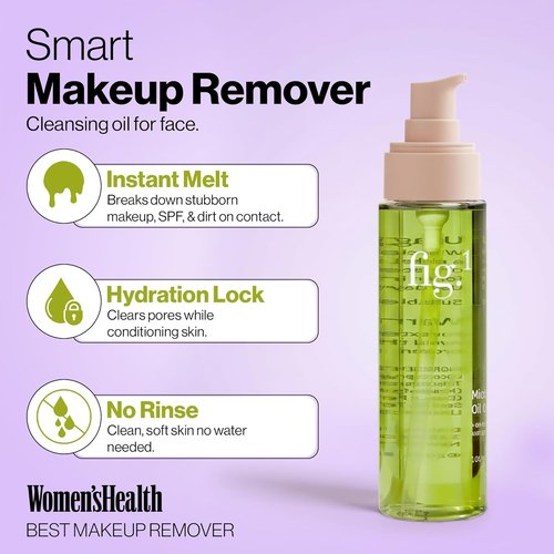 Fig.1 Micellar Oil Cleanser - Gentle Makeup Remover & Facial Cleanser with Squalane | 3.4 Oz Refillable