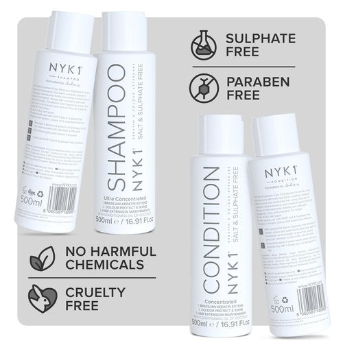 SALT NYK1 Sulfate-Free Shampoo and Conditioner Set for Color-Treated Hair, Extensions and Keratin Treatments (2 x 16.9 Fl Oz)