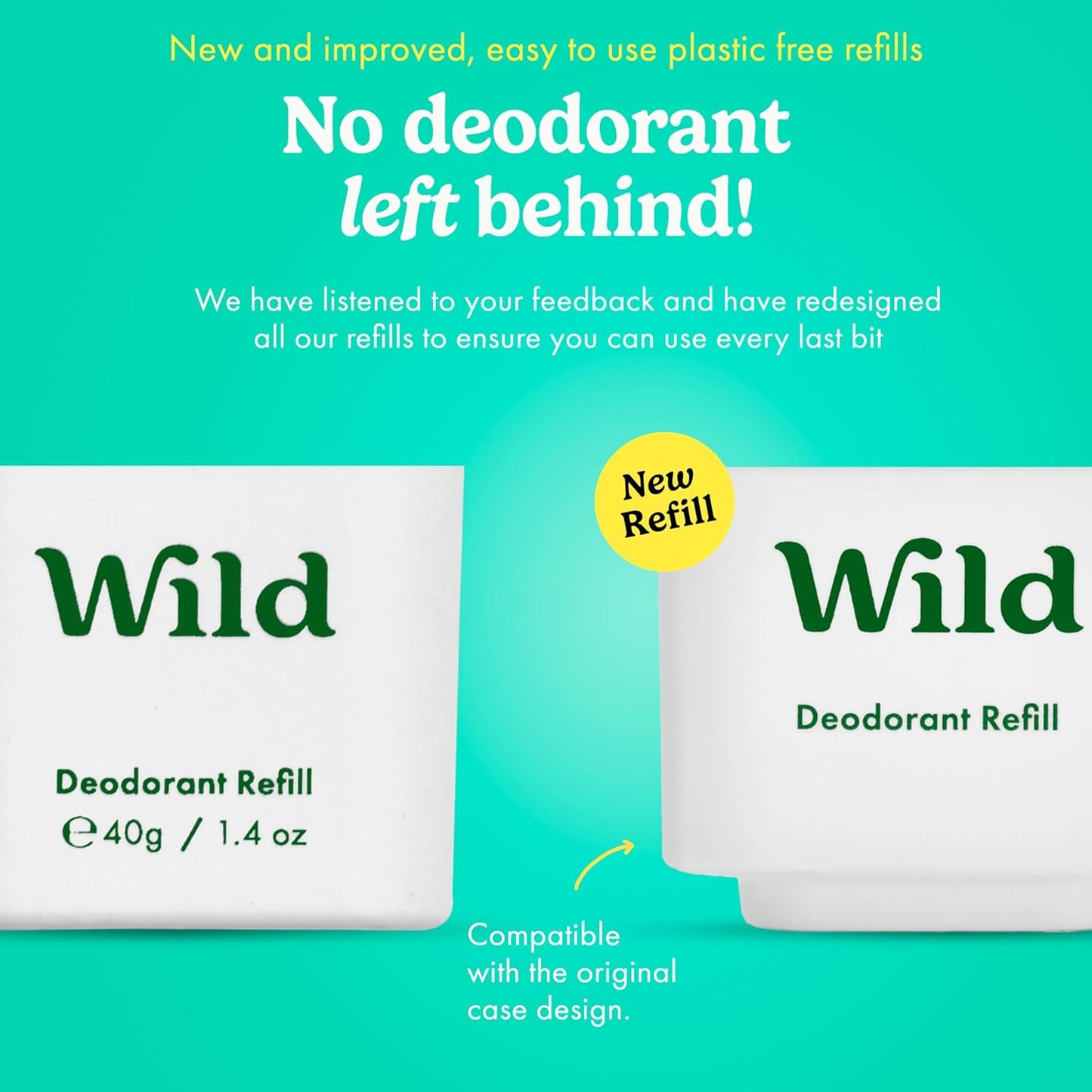 Wild Aluminum Free Refillable Deodorant - Fresh Cotton & Sea Salt Trio Pack - 98% Natural Ingredients | Vegan Friendly