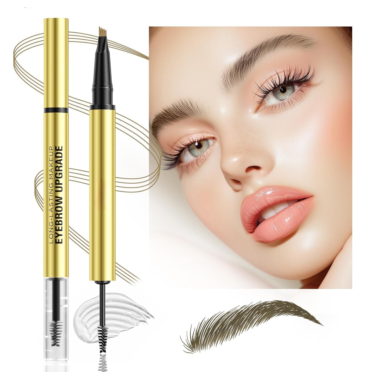 Skiennix 2-in-1 Long-Lasting Eyebrow Pencil & Brow Gel - Light Brown & Dark Brown Shades