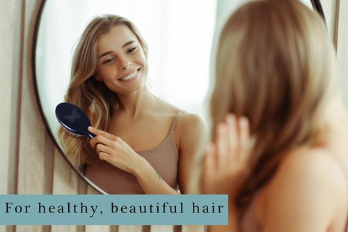 Premium German Hair Brush - Wild Boar Bristle & Nylon Pins for Smoothing Medium to Thick Hair | Handmade Travel Size